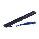 Folding bamboo lace hand fan, dark blue butterfly and white flower