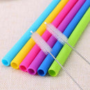 Reusable 6pcs/lot Drinking Straw Food Grade Silicone + 2 Cleaner Brush Set