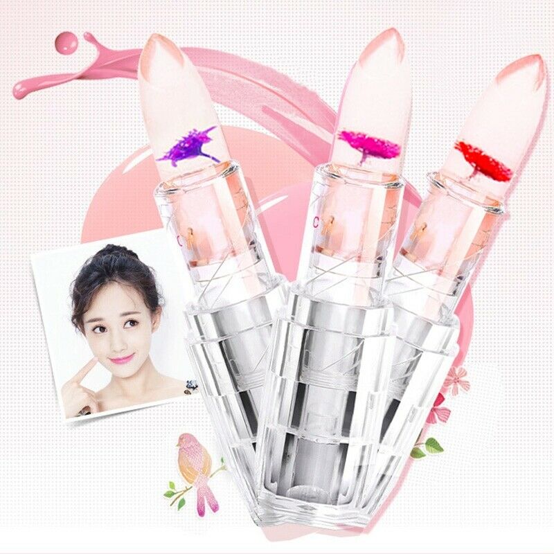 Flower Crystal Jelly Lipstick Temperature Change Color Lip Balm Waterproof  H3N1