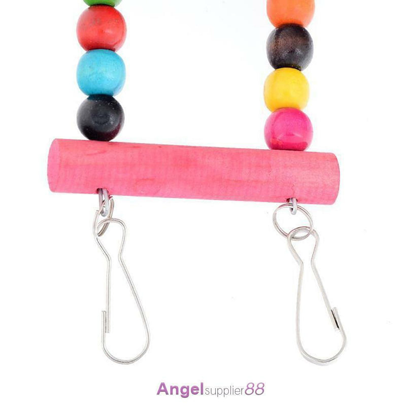 Pet Bird Parrot Wood Ladder Climb Macaw Cage Swing Shelf Parrot Bites Play Games