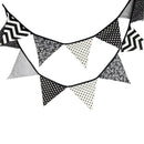 12 Flags 3.2m Black White Cotton Party Wedding Pennant Bunting Banner Decor