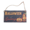 Halloween Greetings Pumpkin Hanging Wall Sign Decoration Rectangle Wood Han
