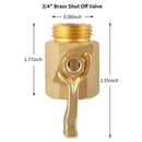 Heavy Duty 3/4 Inch Brass Shut Off Valve Garden Hose Connector (2 Pack), Br