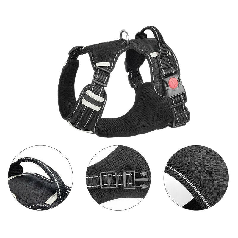 Breathable No Pull Large Dog Harness Vest Soft Adjustable Reflective Durabl X4K1