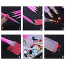5Pcs/set Dual-ended Nail Art Rhinestone Gem Picker Pink Dotting Pen Manicure Hn