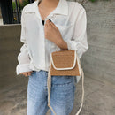 New Summer Small Square Bag Straw Small Bag Shoulder Slung Handbag Creamy-W