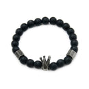 Fashion Men Black Crown Onyx Bracelet 8mm Stone Beads Charm Beaded Accessory