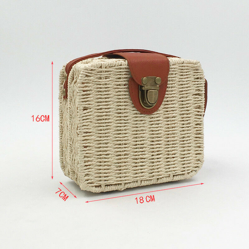 Women's Handbags Mini Women Messenger Bags Leather Square Straw Ladies Cros P2V7