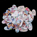 50Pcs Love Heart Shape Wood Button with Owl Pattern 2 Holes DIY Craft Sewing