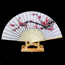 Japanese Bamboo Plum Blossom Folding Hand Held Fan Pocket Fan Wedding Decor