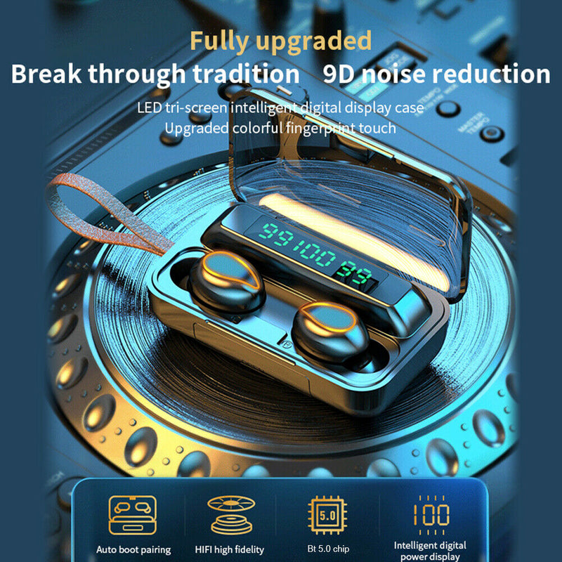 R5 TWS Earbuds Bluetooth Wireless Earphones w/Digital Display Charging Case