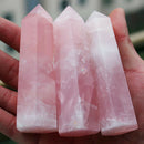 100% Natural Rock Random Pink Rose Quartz Crystal Stone Point Healing Wand