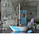 2-set Handcraft Nautical Wooden Sailing Boat Ornament Desktop Photo Props G