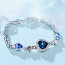 Fashion Charm Ladies Ocean Heart Blue Crystal Rhinestone Bangle Bracelet Gi N3E4