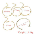 5pcs/set Boho Love Moon Bracelet Multi-layer DIY Charm Women Bangle Jewelry