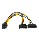 Dual SATA 15Pin Male to 6Pin Female Graphics Video Card Power Cable Connector 3C