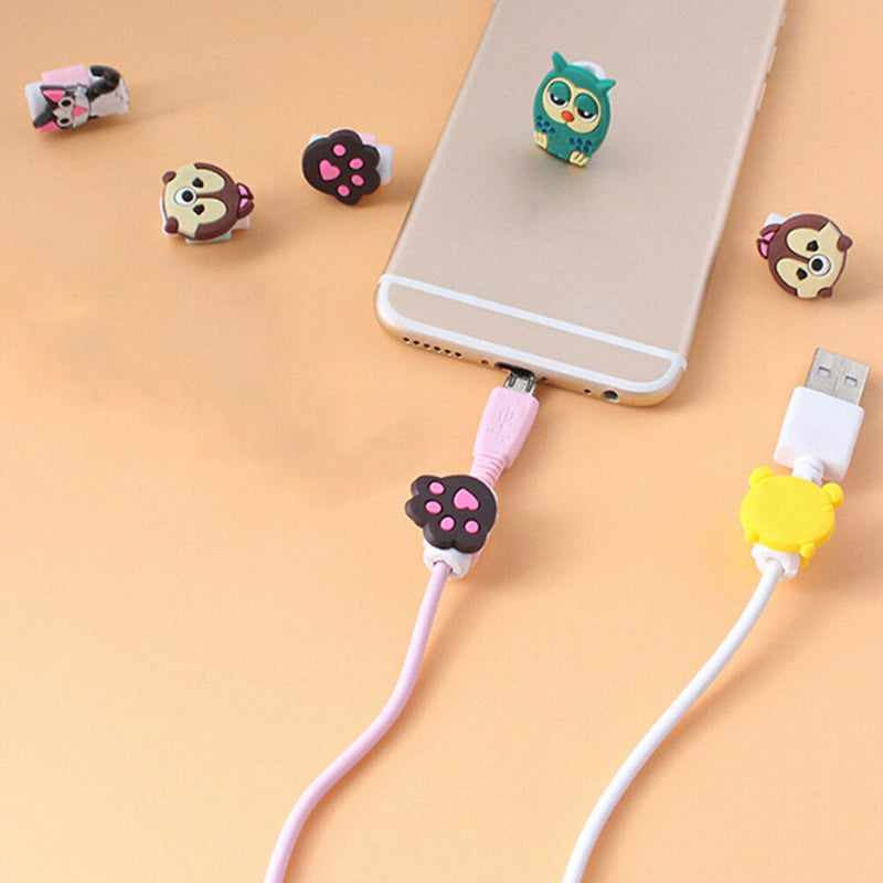 4xCartoon charging cable protector cute cord protection cover organizer wire  Z