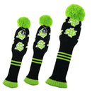 3Pcs Knitted Golf Headcover - PomPom Golf Club Head Covers Universal Fit for All