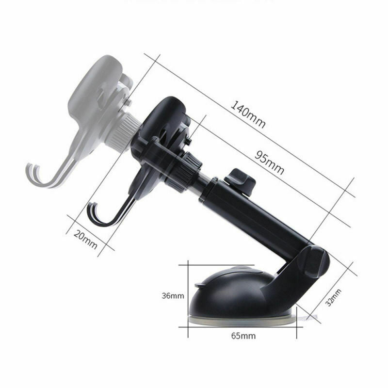 Black Car Phone Suction Cup Adjustable Mounting Bracket For Smartphones EDB