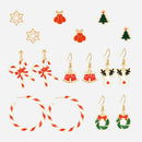8 Pairs Snowflake Dangles Earrings Snowman Pendant Ear Hooks Christmas Gift