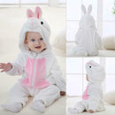 Rabbit Design Flannel Rompers Baby Kid Long Sleeve Hooded Jumpsuit (13-18M) A