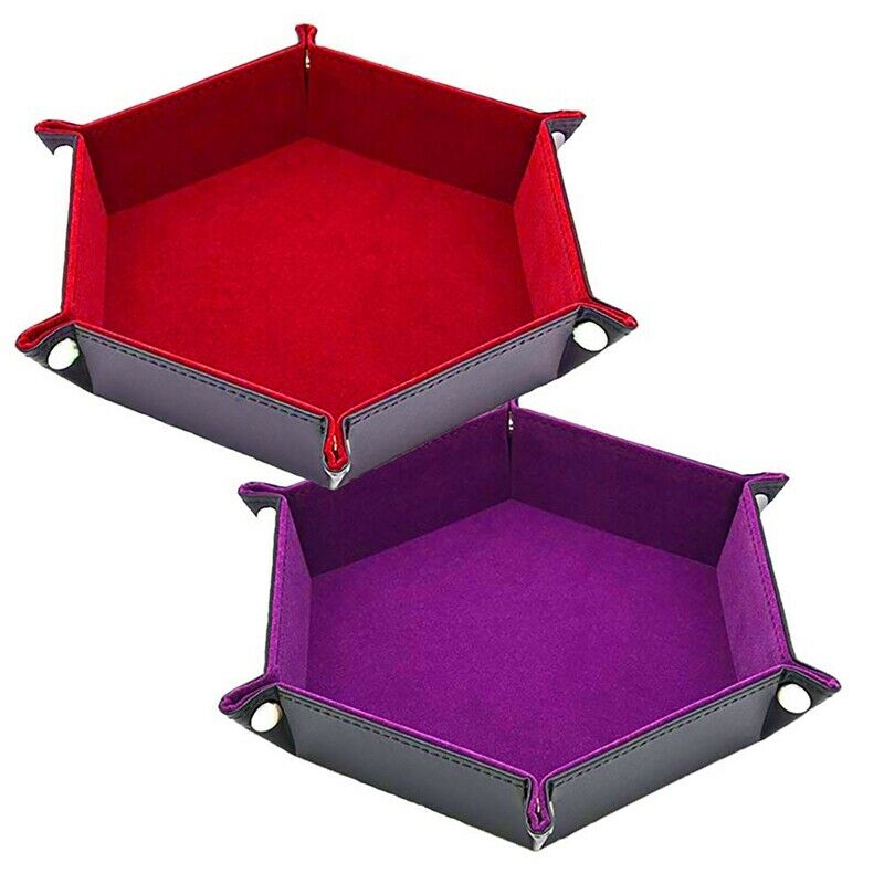 Dice Rolling Tray Dice PU Folding Hexagon Tray Dice and Game Storage Tray f O4X2