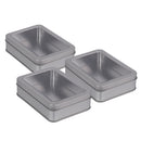 3x Rectangle Tin Storage with Window Lids Small Parts Beads Storage Case Box