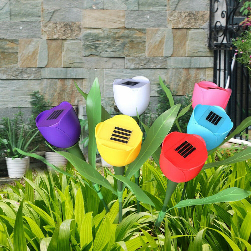 6x Tulip Flower LED Solar Light Outdoor Garden Lawn Decor Lamp (Green)