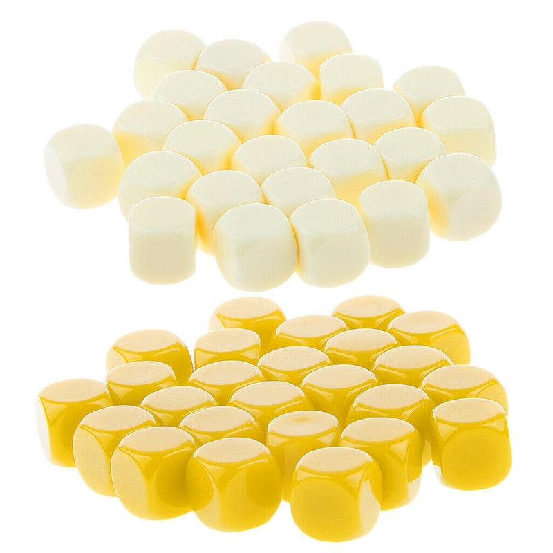 50 Pieces Opaque Blank Dice D6 for D&D RPG MTG Party Games Yellow + Beige