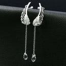 Angel Wing Stylist Crystal Earrings Drop Dangle Ear Stud For Women Q5T7