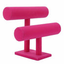 Covered 2 Tier Necklace Jewelry Bangle Bracelet Holder Display Stand for Ho P5T9