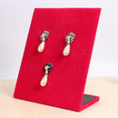 Necklace Display Board Jewelry Earrings Stand Bracelet Showcase (Rose Red)