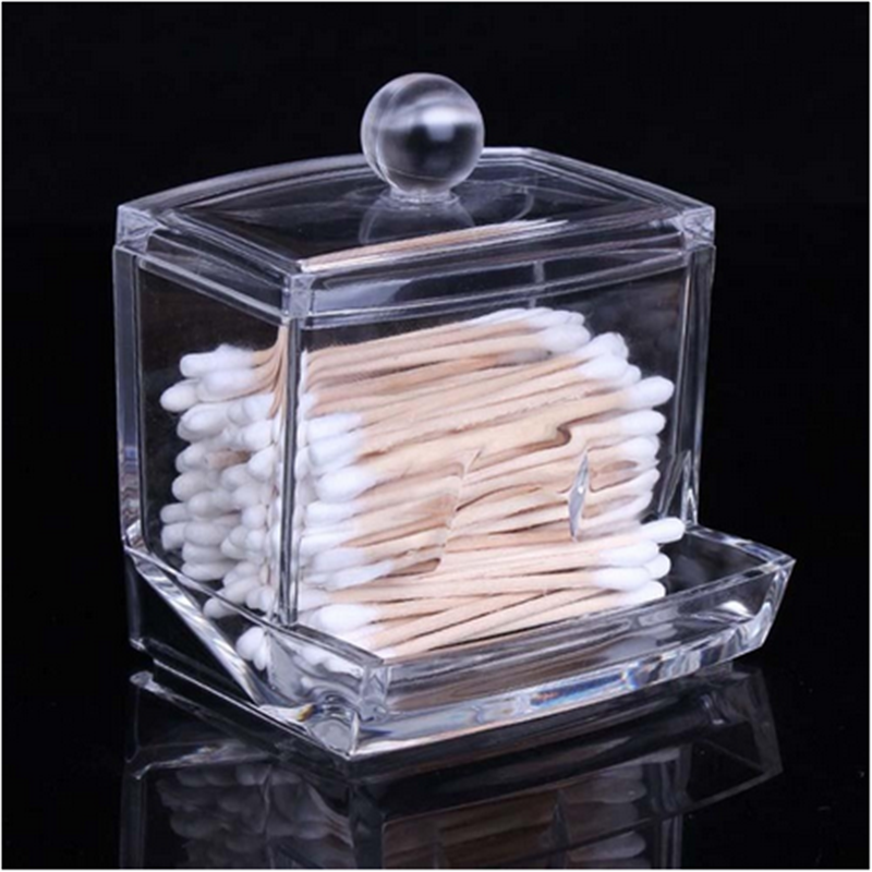 Clear Acrylic Cotton Pad Swab Q-tip Storage Bud Holder Box Makeup Organizer new