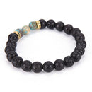 2 PCS Lava Stone Beads Natural Stone Bracelet Set Unisex Stretch Yoga BraceletLJ