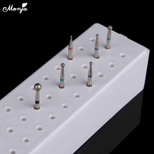 30 Holes Acrylic Nail Art Drill Bit Holder Stand Storage Container Case Manicure