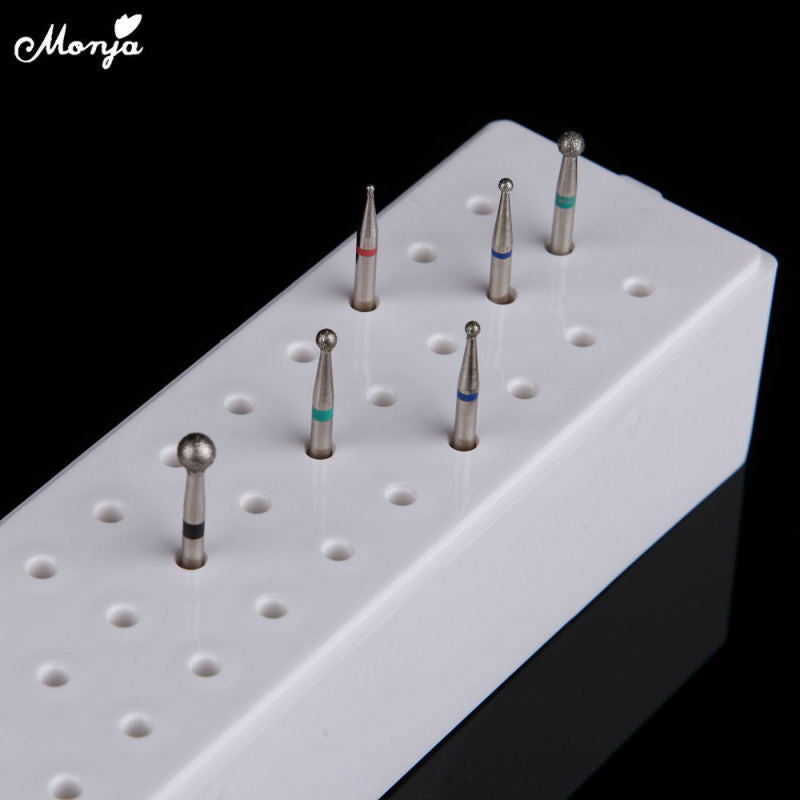 30 Holes Acrylic Nail Art Drill Bit Holder Stand Storage Container Case Manicure