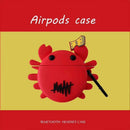 Red Crab Pattern Case Silicone Protective Cover with Carabiner for Airpods 1/2