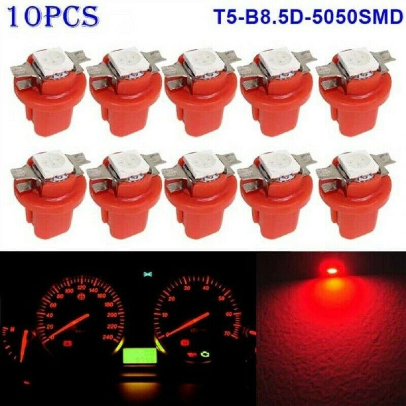 10X LED T5 B8.5D 5050 1SMD Dashboard Dash Gauge Instrument Interior Light Bulbs