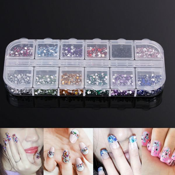 3600pcs Nail Art Rhinestones Decoration 1.5mm Round Glitters With Hard Case A#S