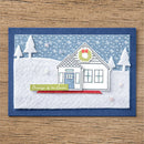 Xmas Snow House Metal Cutting Dies + Silicone Stamps Set for Scrapbooking A
