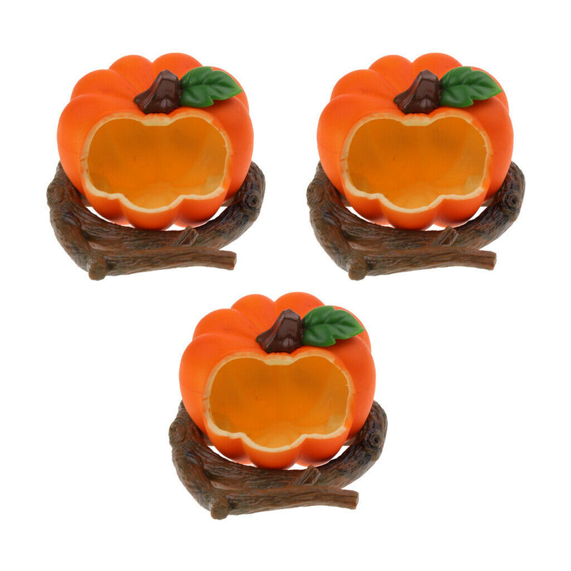3 x Pumpkin Shape Food & Water Bird Cup, Plastic Feeding Dish Feeder for Parrot