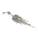 Rhinestone Tassel Navel Dangle Button Belly Ring Bar Body Piercing Jewelry MO