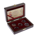 Wooden Coin Display Case Storage Box For 5 Coins of 27mm, with Coin Gaskets