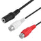 3.5mm Stereo Female to 2 RCA Female Jack Audio Adapter Y Splitter Cable Cord