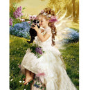 5D DIY Round Drill Diamond Painting Girl Cat Cross Stitch Embroidery Mosaic