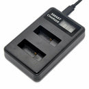 1X(Ahdbt-501 For Go-Pro Hero5 Battery Usb Lcd Display Dual Port Charger For