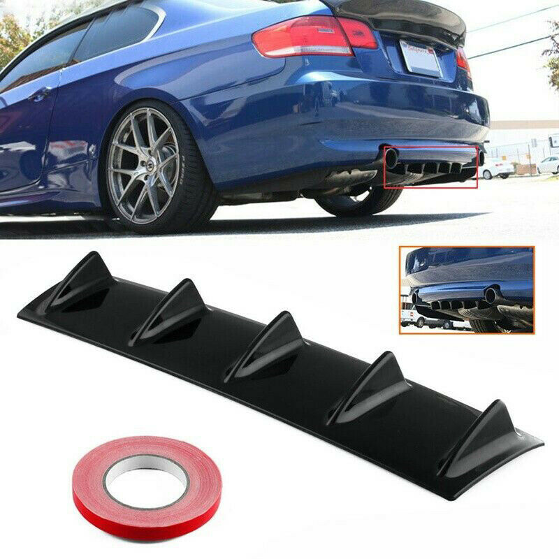 Shark Fin 5 Wing Lip Diffuser 23"x 6" Rear Bumper Chassis Black ABS Univer FT