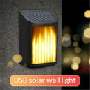 USB Solar Wall Light Waterproof Garden Landscape Human Induction Flame Lamp