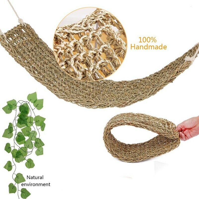 Reptile Lizard Lounger Bearded Dragon Hammock,Grass Fibers Hammock Bed For  D6D4