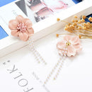 Pink Flower Dangles Earrings Korean Elegant Long Ear Drop for Girl Jewelry Women